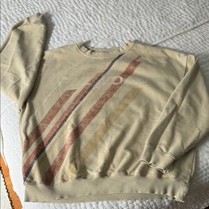Offline by Aerie Crewneck Sweater with Stripes, says “PLZ HOLD”